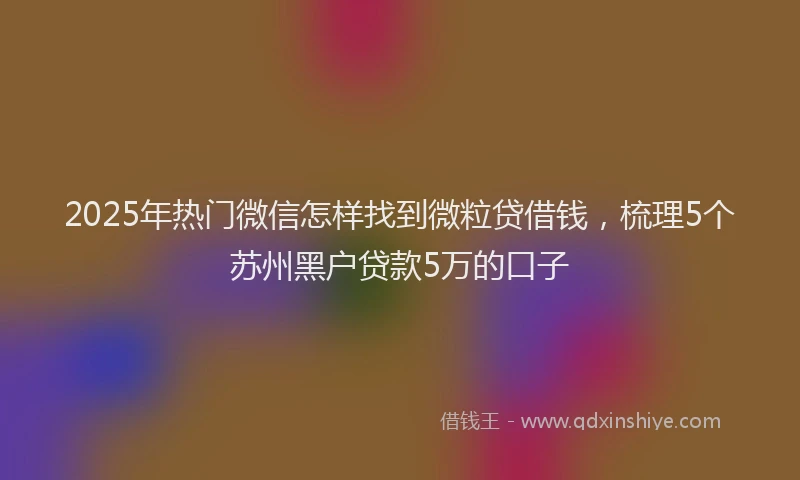 2025年热门微信怎样找到微粒贷借钱，梳理5个苏州黑户贷款5万的口子