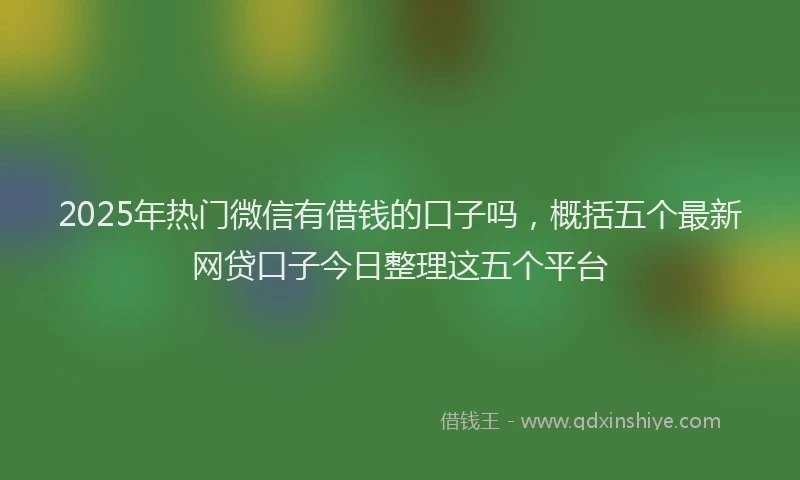 2025年热门微信有借钱的口子吗，概括五个最新网贷口子今日整理这五个平台