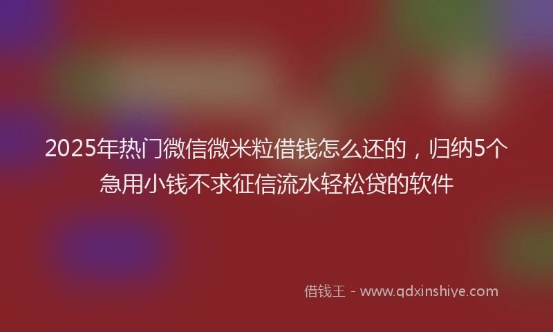 2025年热门微信微米粒借钱怎么还的，归纳5个急用小钱不求征信流水轻松贷的软件