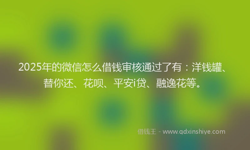 2025年的微信怎么借钱审核通过了有：洋钱罐、替你还、花呗、平安i贷、融逸花等。