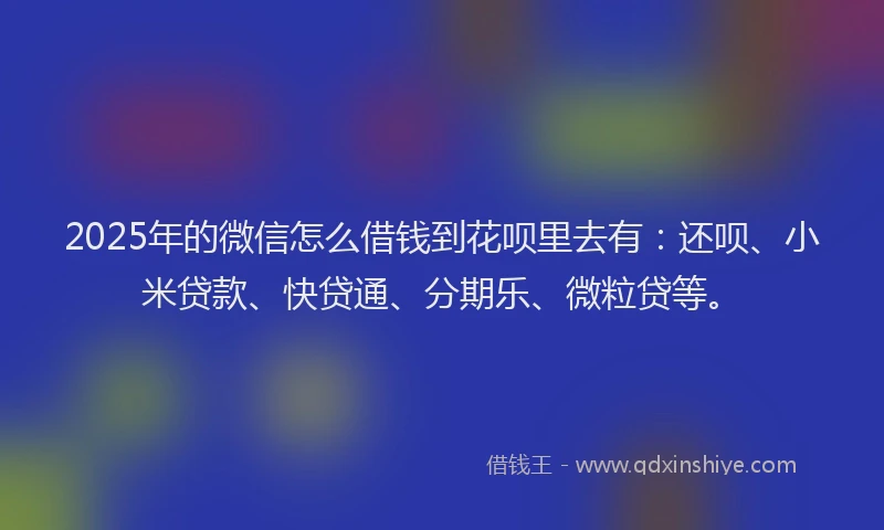 2025年的微信怎么借钱到花呗里去有：还呗、小米贷款、快贷通、分期乐、微粒贷等。