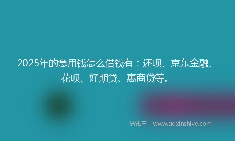 2025年的急用钱怎么借钱有：还呗、京东金融、花呗、好期贷、惠商贷等。