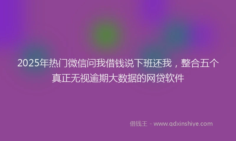 2025年热门微信问我借钱说下班还我，整合五个真正无视逾期大数据的网贷软件