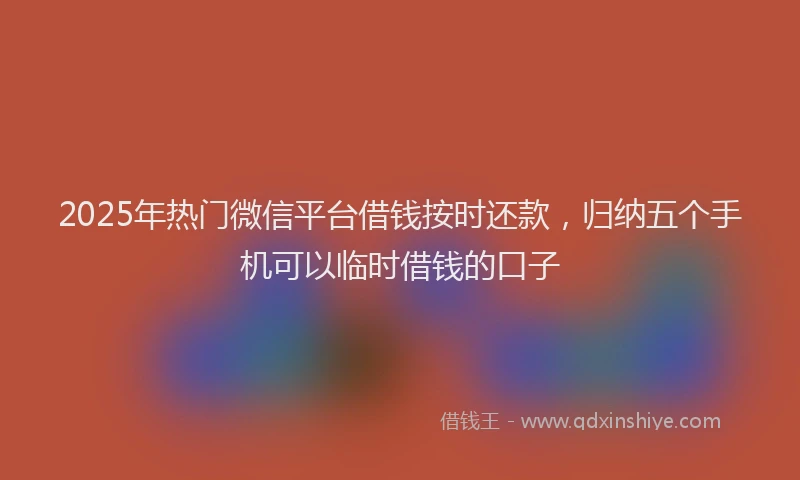 2025年热门微信平台借钱按时还款，归纳五个手机可以临时借钱的口子