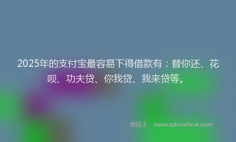 2025年的支付宝最容易下得借款有：替你还、花呗、功夫贷、你我贷、我来贷等。