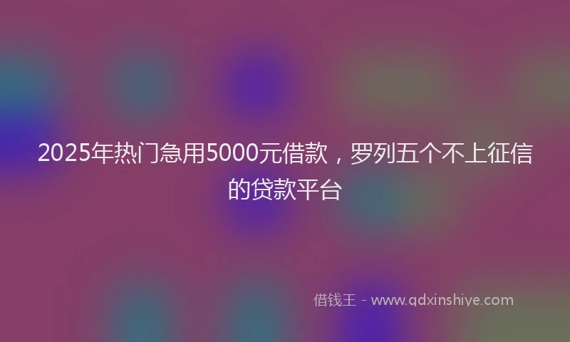 2025年热门急用5000元借款，罗列五个不上征信的贷款平台