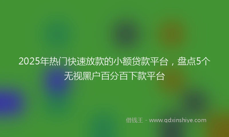 2025年热门快速放款的小额贷款平台，盘点5个无视黑户百分百下款平台