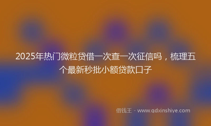 2025年热门微粒贷借一次查一次征信吗，梳理五个最新秒批小额贷款口子