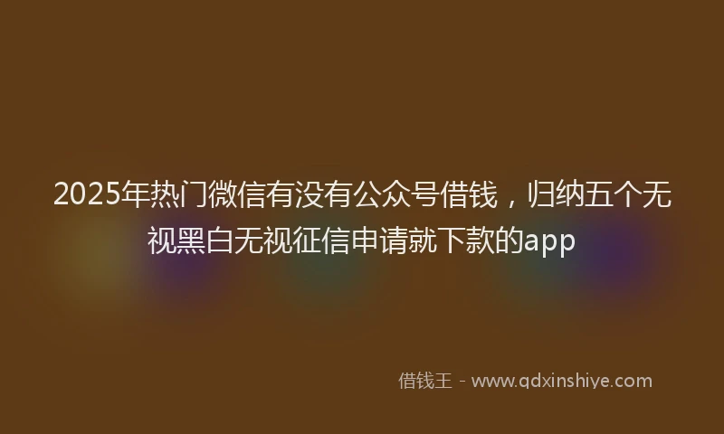 2025年热门微信有没有公众号借钱，归纳五个无视黑白无视征信申请就下款的app