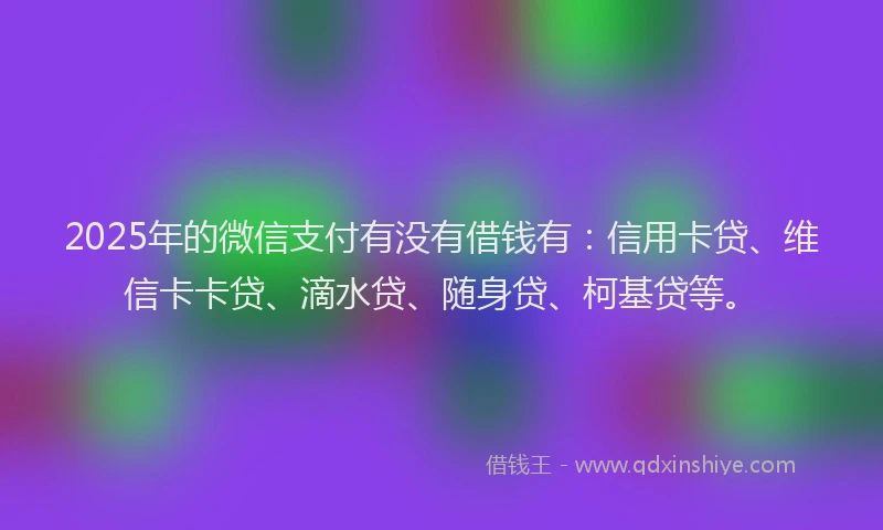 2025年的微信支付有没有借钱有：信用卡贷、维信卡卡贷、滴水贷、随身贷、柯基贷等。