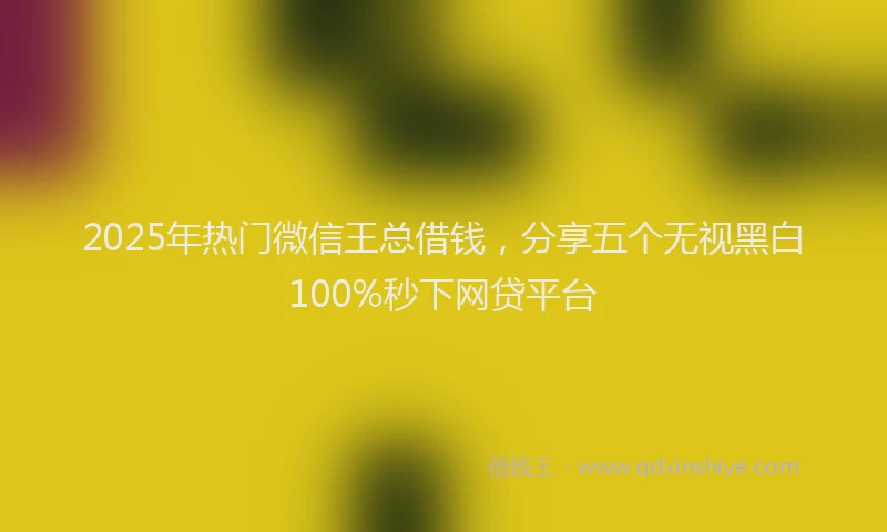 2025年热门微信王总借钱，分享五个无视黑白100%秒下网贷平台