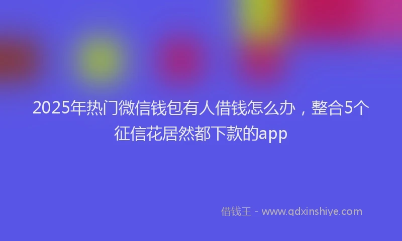 2025年热门微信钱包有人借钱怎么办，整合5个征信花居然都下款的app