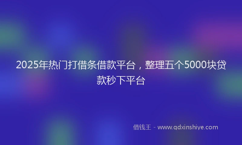 2025年热门打借条借款平台，整理五个5000块贷款秒下平台