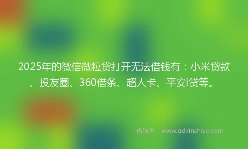2025年的微信微粒贷打开无法借钱有：小米贷款、投友圈、360借条、超人卡、平安i贷等。