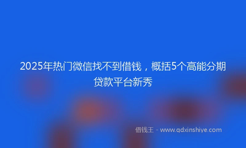 2025年热门微信找不到借钱，概括5个高能分期贷款平台新秀