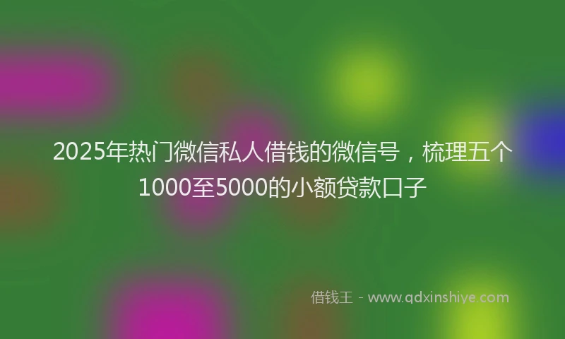 2025年热门微信私人借钱的微信号，梳理五个1000至5000的小额贷款口子
