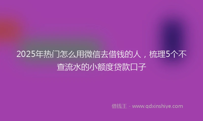 2025年热门怎么用微信去借钱的人，梳理5个不查流水的小额度贷款口子