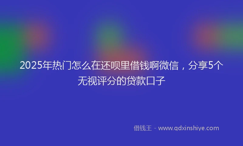 2025年热门怎么在还呗里借钱啊微信，分享5个无视评分的贷款口子