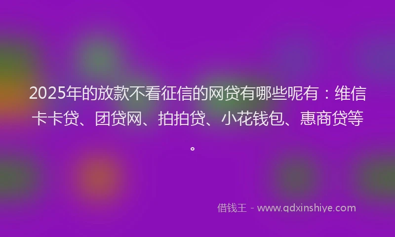 2025年的放款不看征信的网贷有哪些呢有：维信卡卡贷、团贷网、拍拍贷、小花钱包、惠商贷等。