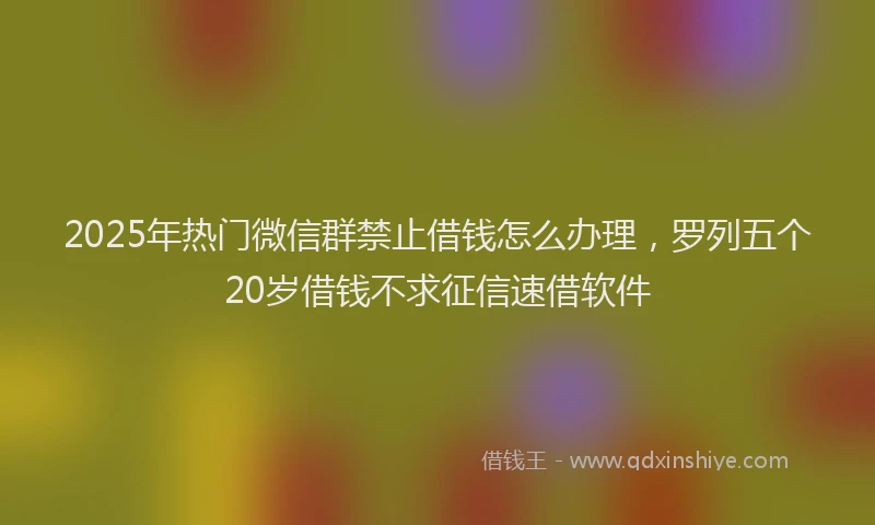 2025年热门微信群禁止借钱怎么办理，罗列五个20岁借钱不求征信速借软件