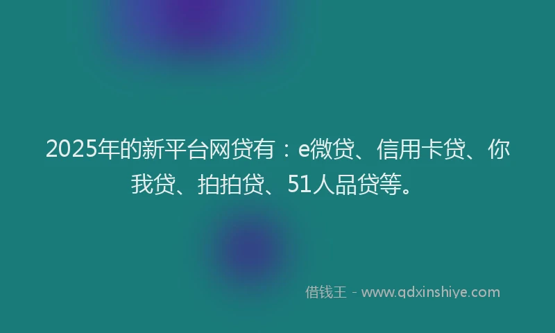 2025年的新平台网贷有：e微贷、信用卡贷、你我贷、拍拍贷、51人品贷等。