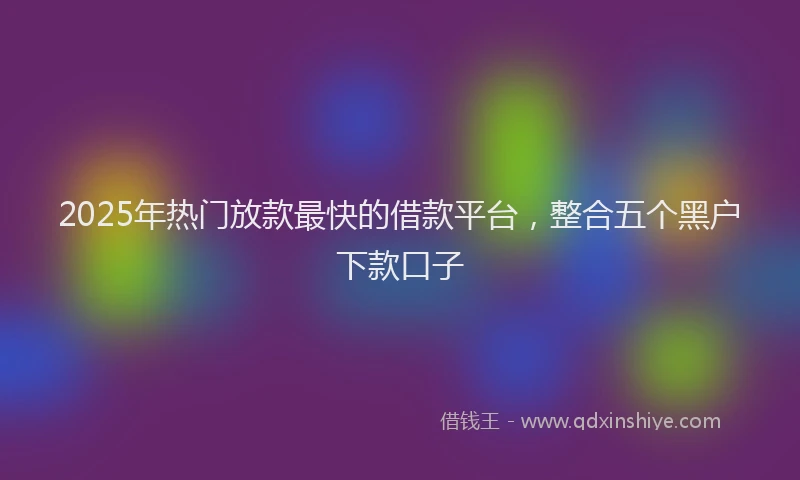 2025年热门放款最快的借款平台，整合五个黑户下款口子