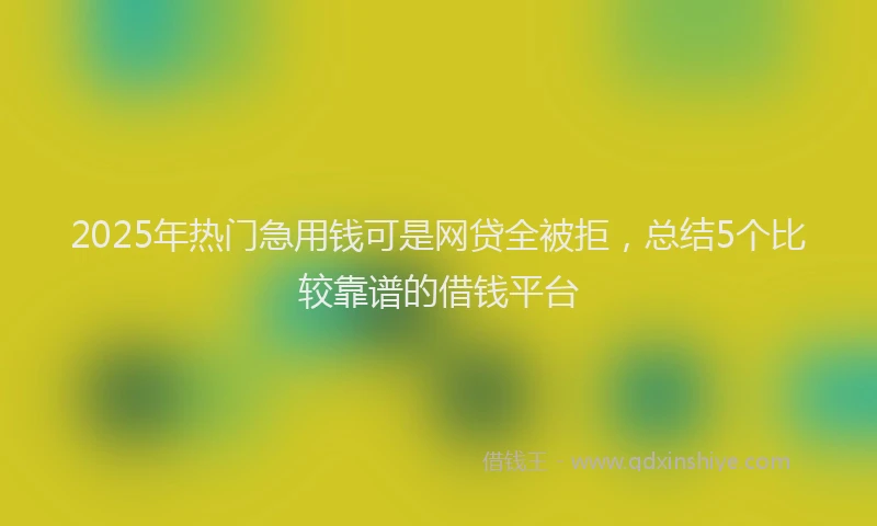 2025年热门急用钱可是网贷全被拒，总结5个比较靠谱的借钱平台