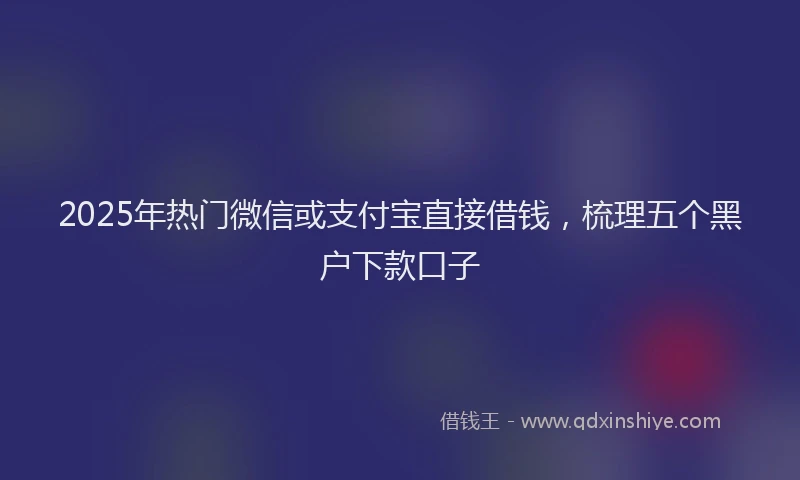 2025年热门微信或支付宝直接借钱，梳理五个黑户下款口子