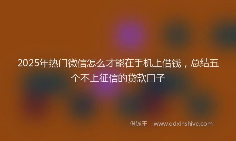 2025年热门微信怎么才能在手机上借钱，总结五个不上征信的贷款口子