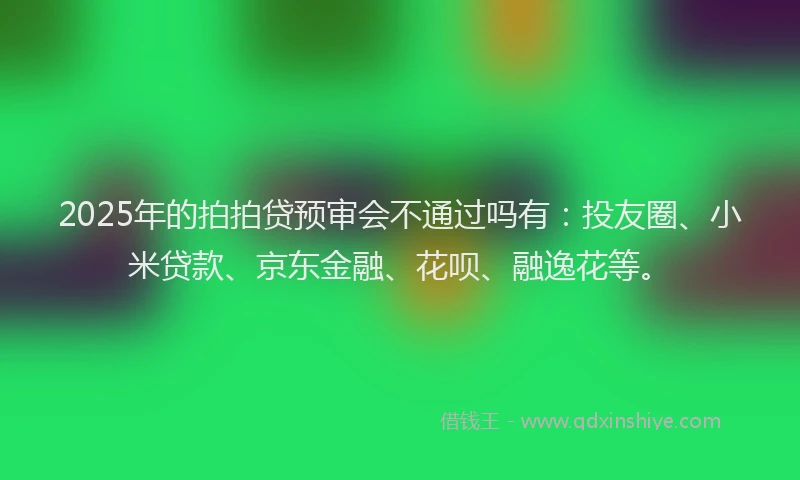 2025年的拍拍贷预审会不通过吗有：投友圈、小米贷款、京东金融、花呗、融逸花等。