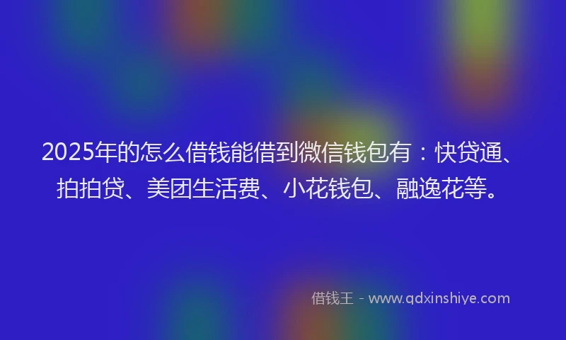 2025年的怎么借钱能借到微信钱包有：快贷通、拍拍贷、美团生活费、小花钱包、融逸花等。