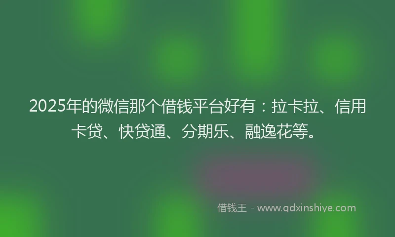 2025年的微信那个借钱平台好有：拉卡拉、信用卡贷、快贷通、分期乐、融逸花等。