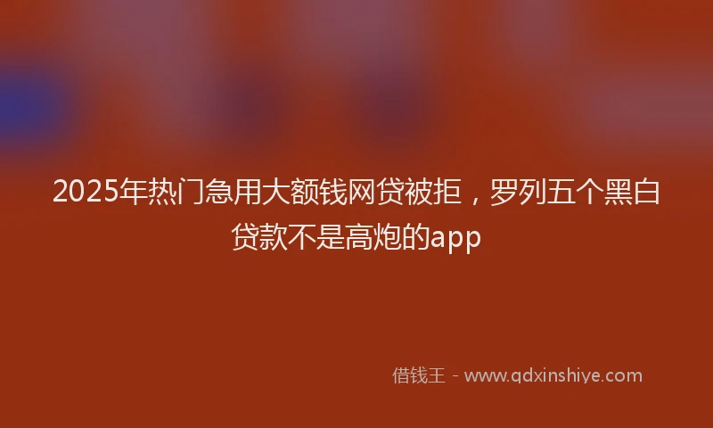 2025年热门急用大额钱网贷被拒，罗列五个黑白贷款不是高炮的app