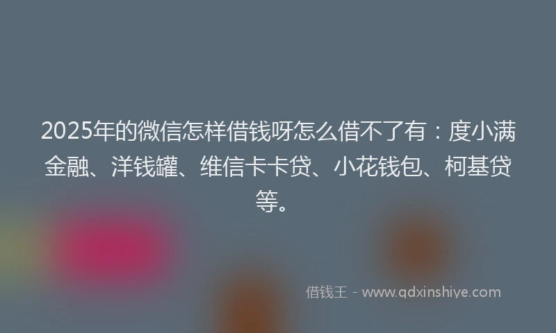 2025年的微信怎样借钱呀怎么借不了有：度小满金融、洋钱罐、维信卡卡贷、小花钱包、柯基贷等。