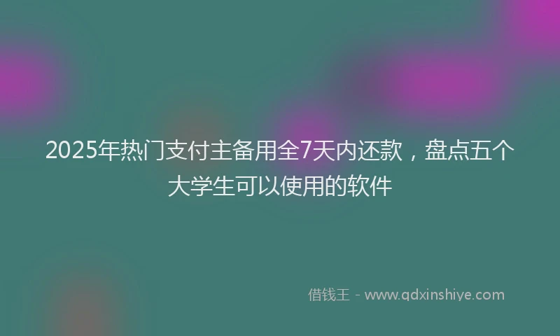2025年热门支付主备用全7天内还款，盘点五个大学生可以使用的软件