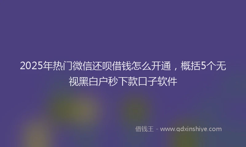 2025年热门微信还呗借钱怎么开通，概括5个无视黑白户秒下款口子软件