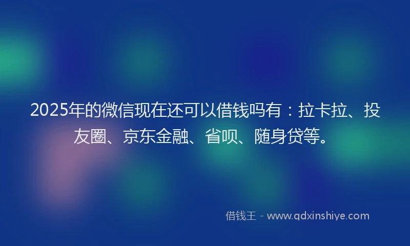 2025年的微信现在还可以借钱吗有：拉卡拉、投友圈、京东金融、省呗、随身贷等。