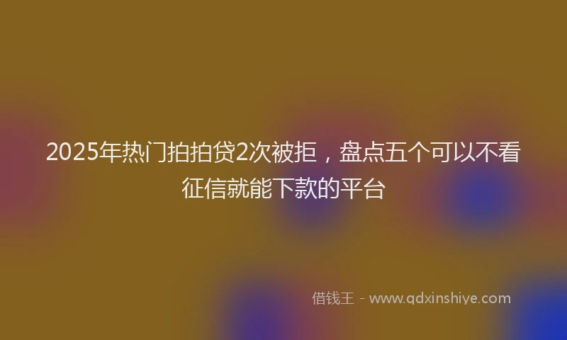 2025年热门拍拍贷2次被拒，盘点五个可以不看征信就能下款的平台