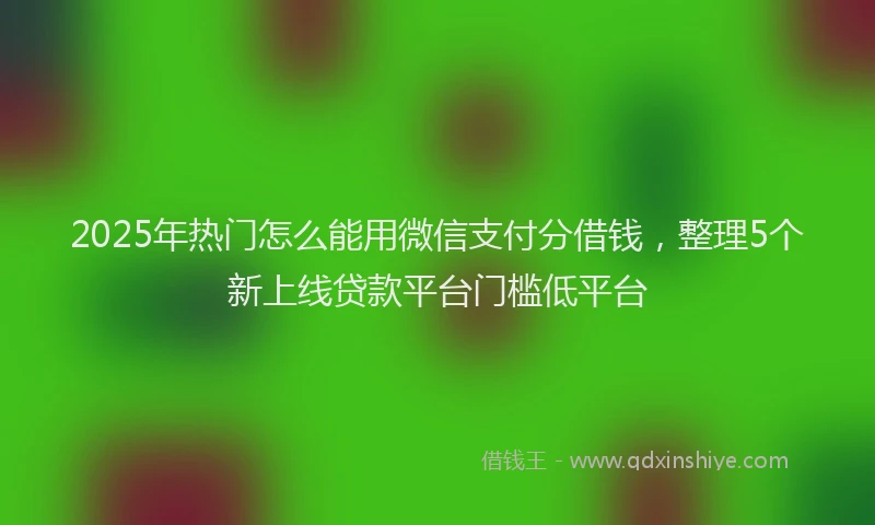 2025年热门怎么能用微信支付分借钱，整理5个新上线贷款平台门槛低平台