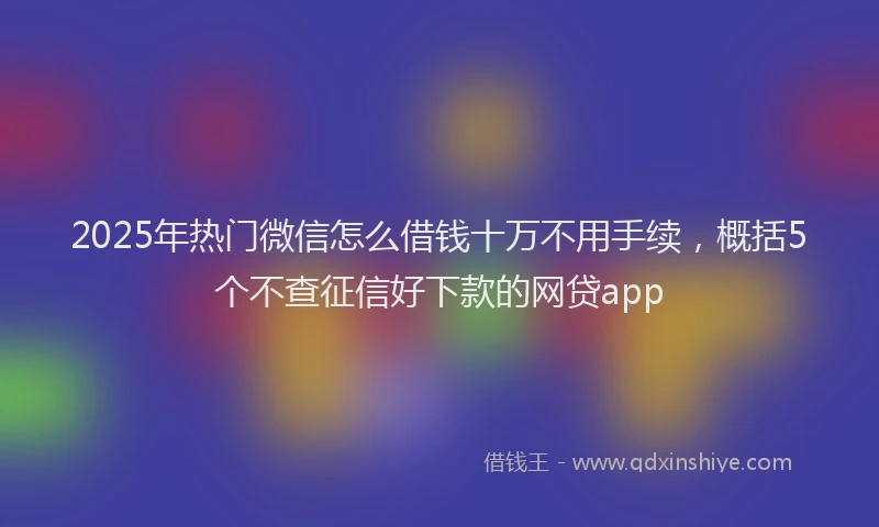 2025年热门微信怎么借钱十万不用手续，概括5个不查征信好下款的网贷app