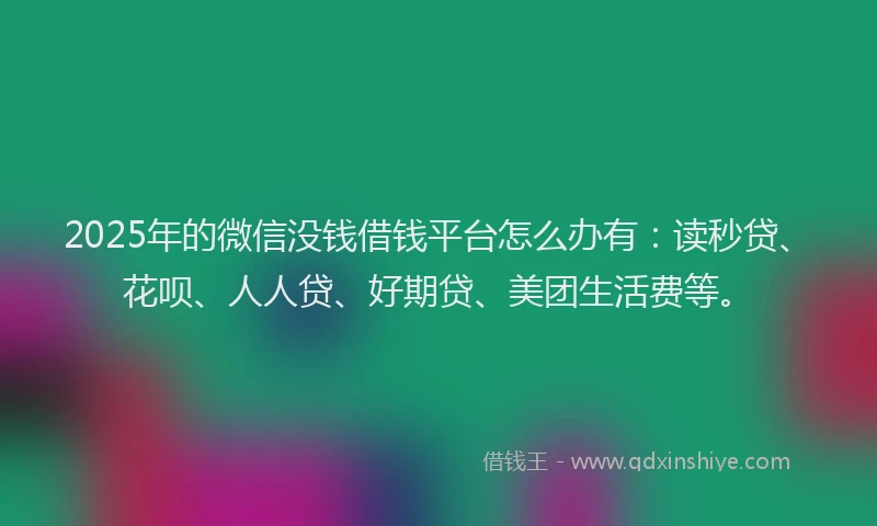 2025年的微信没钱借钱平台怎么办有：读秒贷、花呗、人人贷、好期贷、美团生活费等。