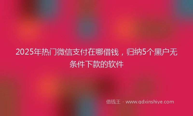 2025年热门微信支付在哪借钱，归纳5个黑户无条件下款的软件