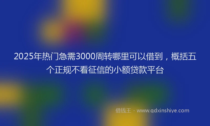 2025年热门急需3000周转哪里可以借到，概括五个正规不看征信的小额贷款平台
