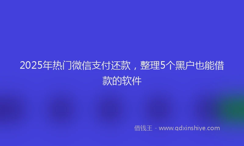 2025年热门微信支付还款，整理5个黑户也能借款的软件