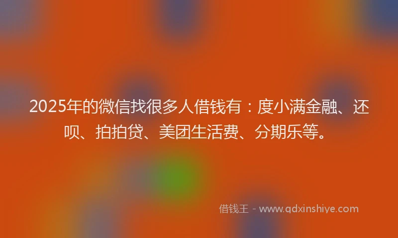2025年的微信找很多人借钱有：度小满金融、还呗、拍拍贷、美团生活费、分期乐等。