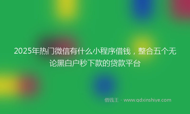 2025年热门微信有什么小程序借钱，整合五个无论黑白户秒下款的贷款平台