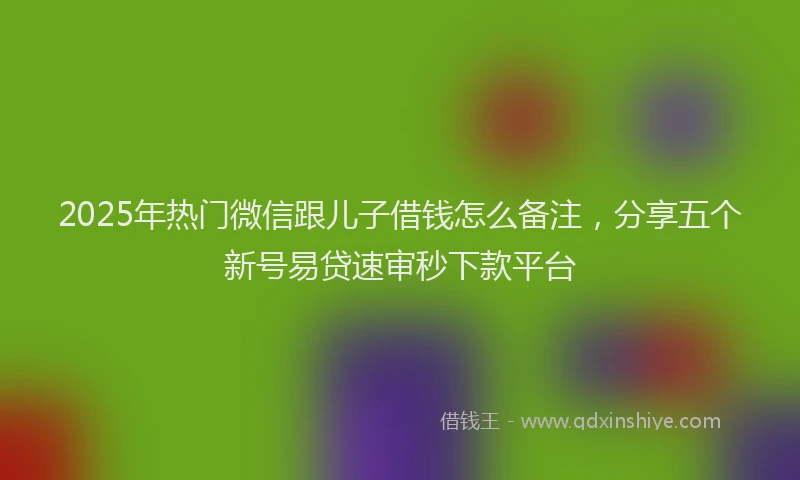 2025年热门微信跟儿子借钱怎么备注，分享五个新号易贷速审秒下款平台