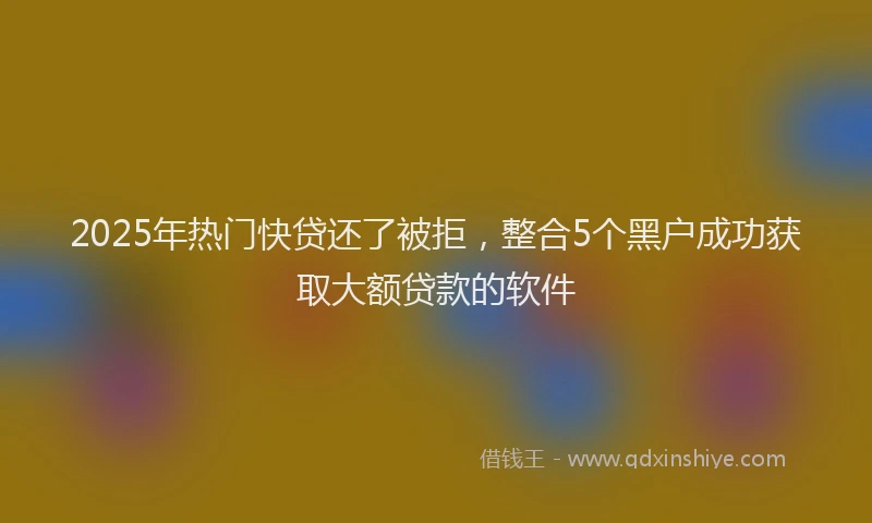 2025年热门快贷还了被拒，整合5个黑户成功获取大额贷款的软件