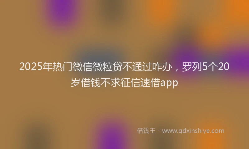 2025年热门微信微粒贷不通过咋办，罗列5个20岁借钱不求征信速借app