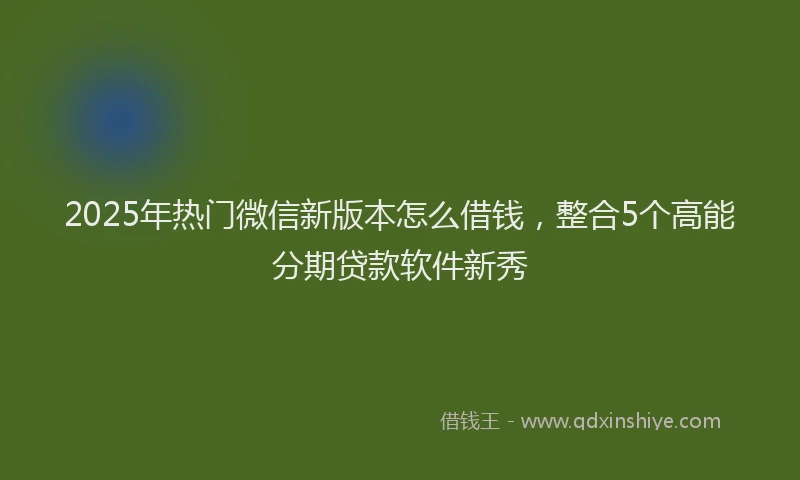 2025年热门微信新版本怎么借钱，整合5个高能分期贷款软件新秀